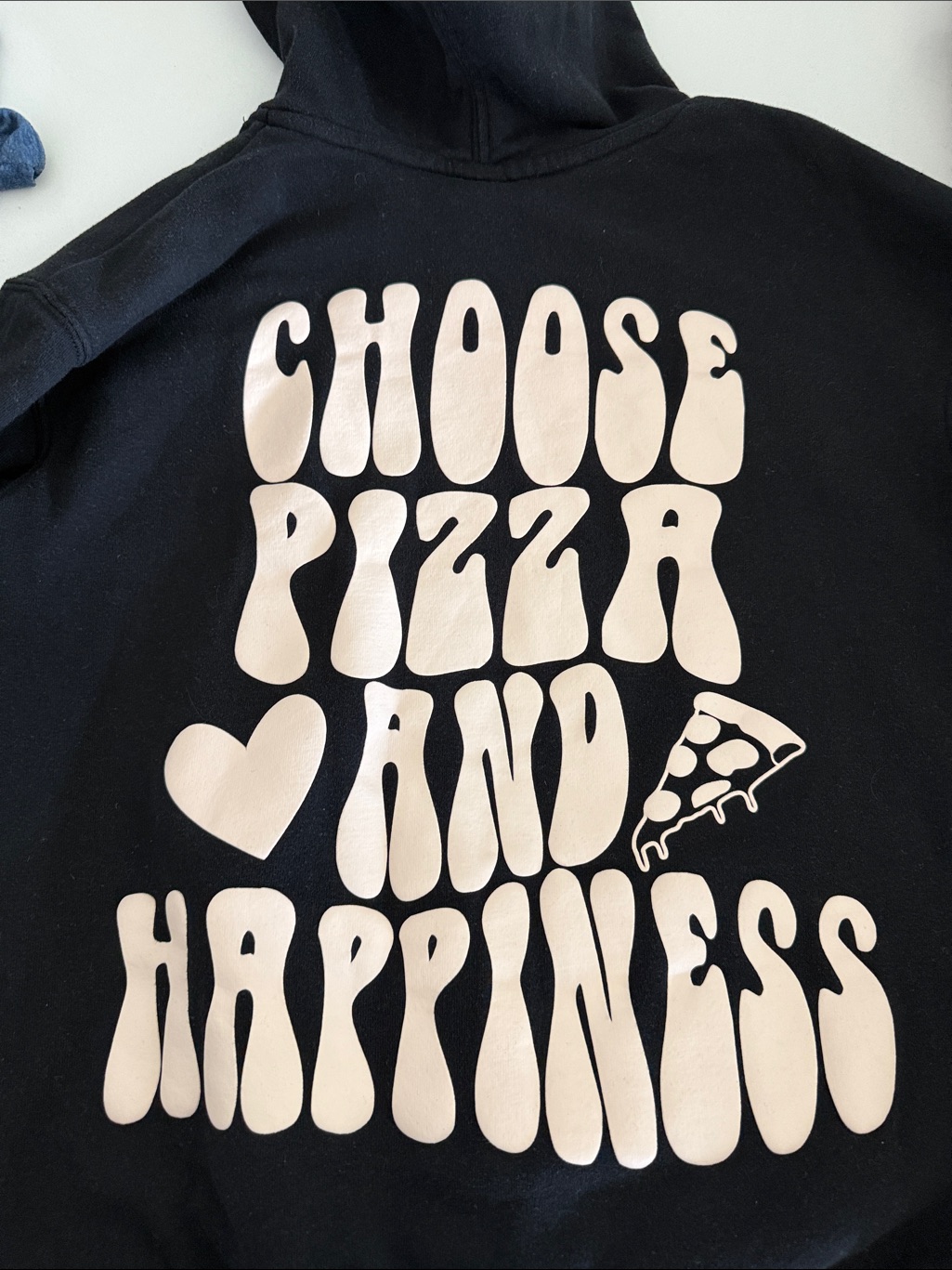 Art Class Black Hoodie With White Pizza Graphic